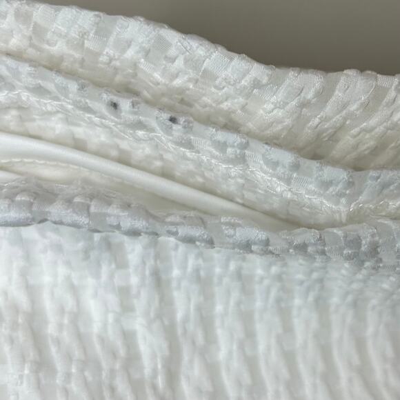 Kensie White Dress Size 14 Lace Top Tiered Pleated Ribbon Short Sleeves - Picture 14 of 14